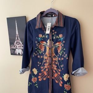 CBR Blue with Peacocks blouse